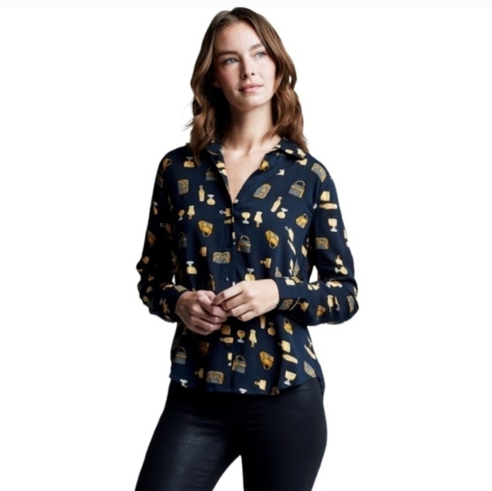 L'agence Holly Blouse in Midnight Multi Perfume/Handbag size Small